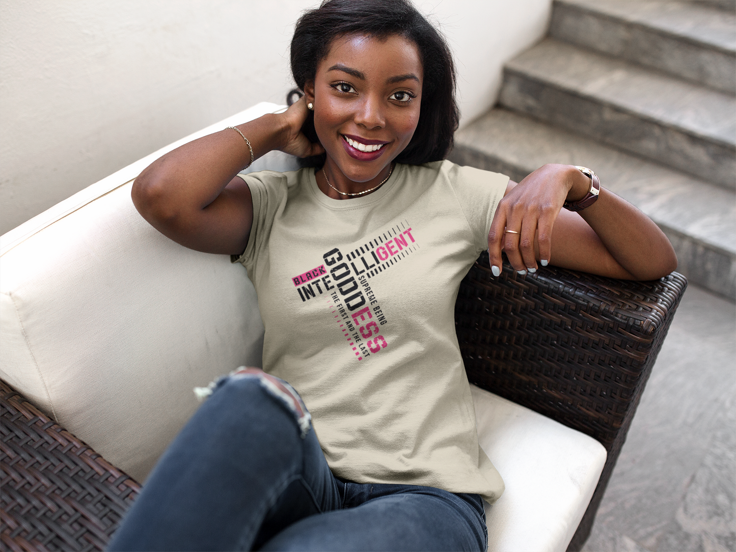 Black Intelligent Goddess Fashion Fit T-Shirt – Embrace Your Divine Legacy