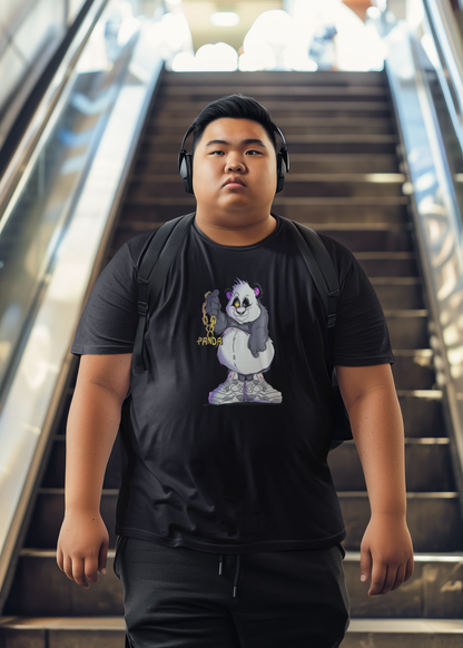 Urban Fat Panda Wearing Jays T-Shirt- Street Style with Playful Vibes