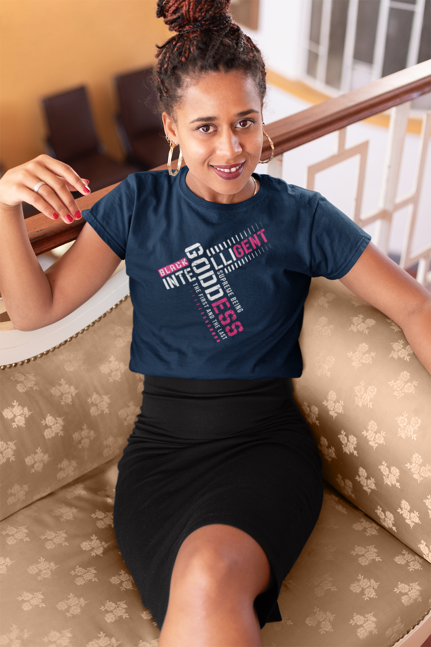 Black Intelligent Goddess Fashion Fit T-Shirt – Embrace Your Divine Legacy