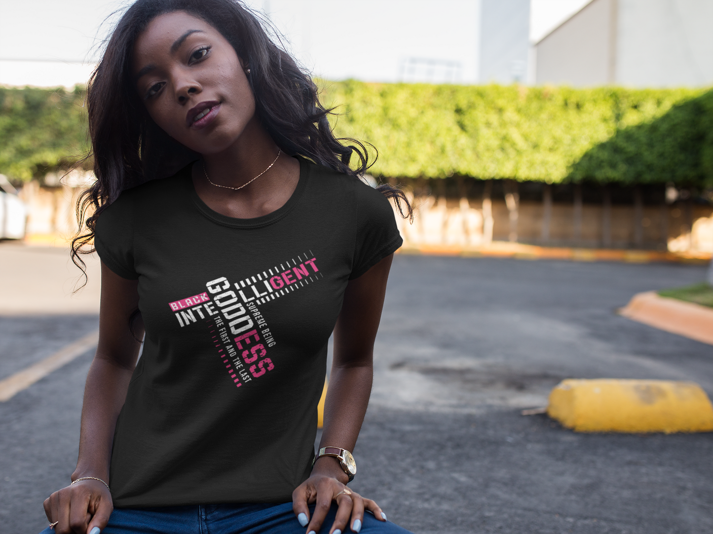 Black Intelligent Goddess Fashion Fit T-Shirt – Embrace Your Divine Legacy